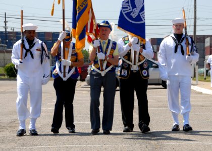 US Navy 100527-N-7705S-032 Members of the Submarine Learning Facility color guard and submarine veterans parade the colors