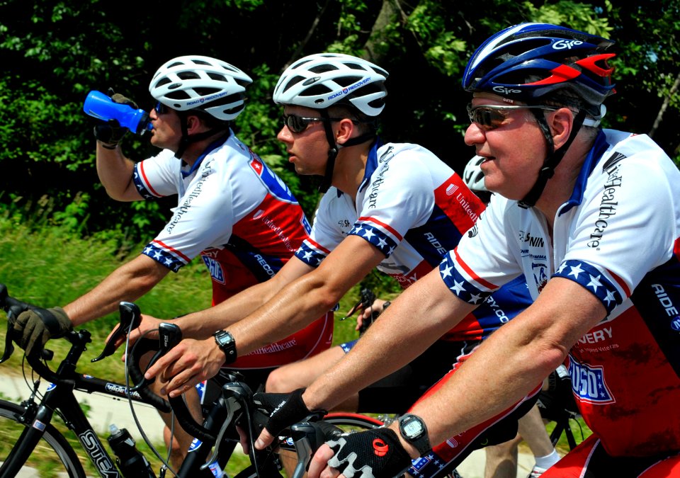 US Navy 100531-N-8273J-532 Chief of Naval Operations (CNO) Adm. Gary Roughead rides with more than 200 injured veterans and supporters in the first 50 miles of the six-day, 350-mile