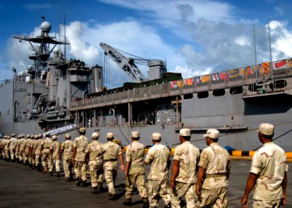 US Navy 100607-N-6770T-001 Royal Cambodian Marines embark aboard the amphibious dock landing ship USS Tortuga (LSD 46) photo