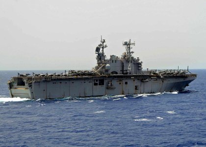 US Navy 100604-N-1082Z-048 The multi-purpose amphibious assault ship USS Nassau (LHD 4) underway