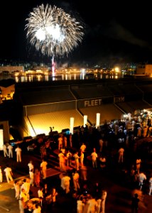 US Navy 100604-N-9950J-330 Senior military and civilian leaders from the U.S. and Japan observe a fireworks display