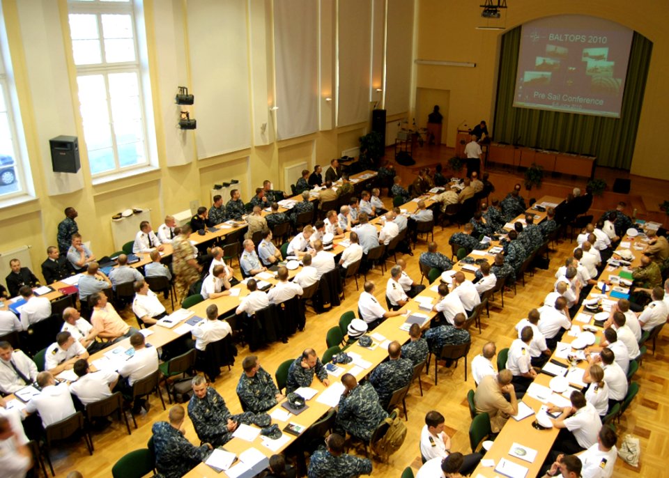 US Navy 100605-O-9999W-002 Participants of the 38th iteration of Baltic Operations (BALTOPS) attend the pre-sail conference at the Polish Naval Academy to discuss upcoming exercise events