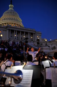 US Navy 100607-N-0773H-081 Lt. Cmdr. Brian O. Walden, commanding officer of the U.S. Navy Band, conducts the Concert Band during an evening concert at the U.S. Capitol