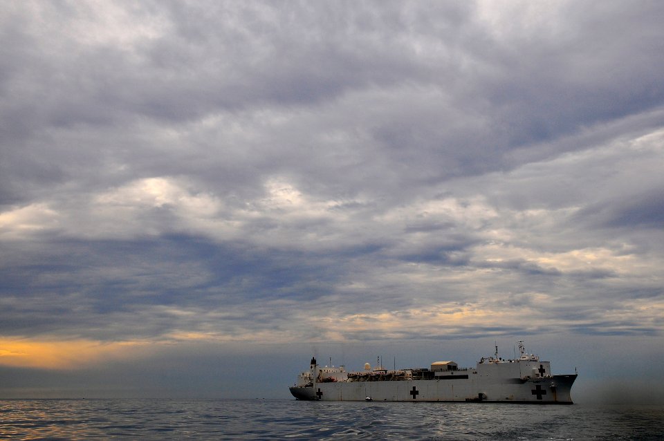 US Navy 100607-N-6597H-005 The Military Sealift Command hospital ship USNS Mercy (T-AH 19) at anchor outside of Quy Nhon
