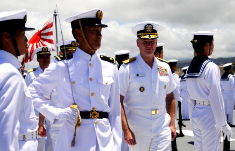US Navy 100608-N-7498L-509 Adm. Patrick Walsh inspects sailors assigned to JS Kashima (TV 3508)