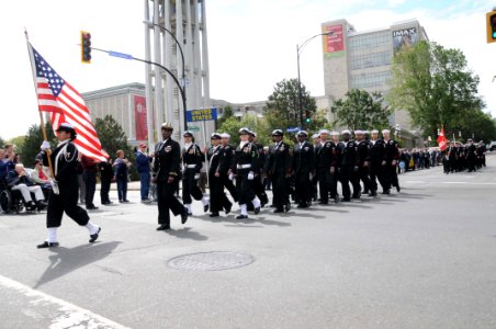 US Navy 100611-N-3327M-106 Sailors from the U.S. and Canadian Navies participate in the International Fleet Review