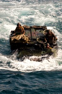US Navy 100611-N-5319A-040 Marines from the Special Purpose Marine Air Ground Task Force (SPMAGTF) 24 transit to the amphibious transport dock ship USS New Orleans (LPD 18)