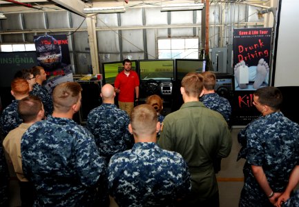 US Navy 100615-N-6676S-004 Sailors listen as Andrew Tipton explains the dangers of drunk driving