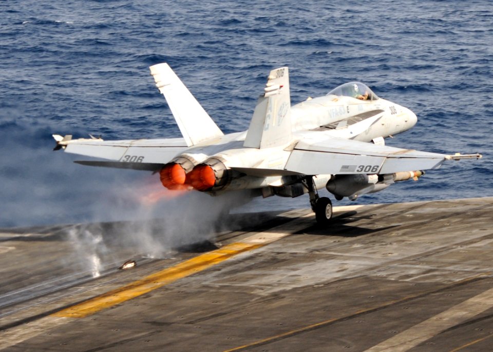 US Navy 100616-N-4236E-233 An F-A-18C Hornet assigned to the Rampagers of Strike Fighter Squadron (VFA) 83 catapults from the aircraft carrier USS Dwight D. Eisenhower (CVN 69)
