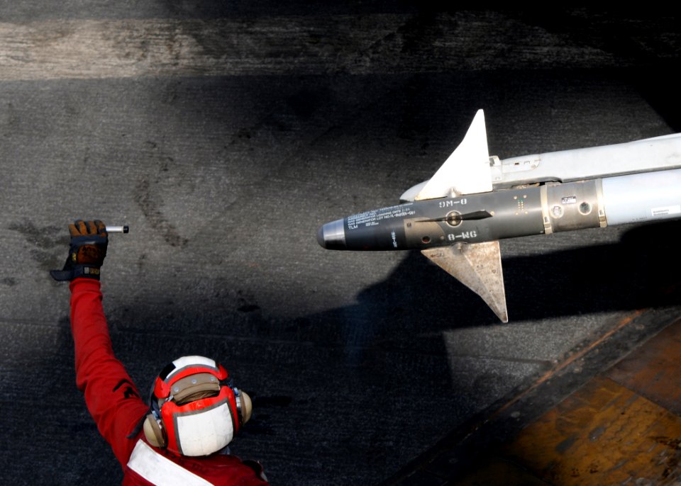 US Navy 100616-N-4236E-158 An aviation ordnanceman tests ordnance before flight operations aboard the aircraft carrier USS Dwight D. Eisenhower (CVN 69)