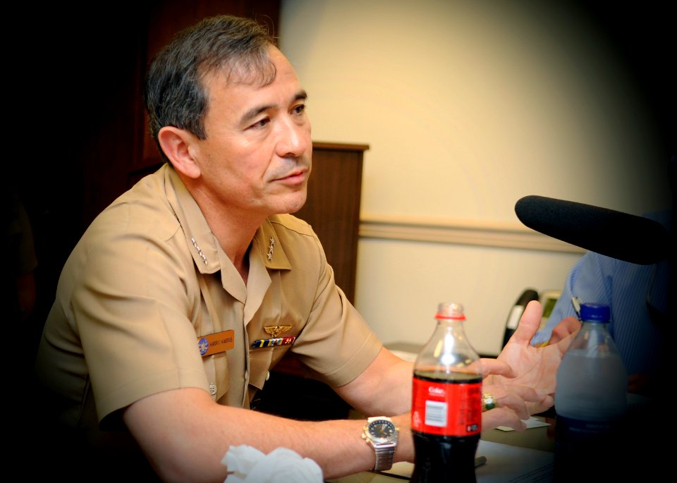 US Navy 100614-N-1711I-001 Vice Adm. Harry B. Harris Jr., commander of U.S. 6th Fleet, hosts a media round table at the Pentagon