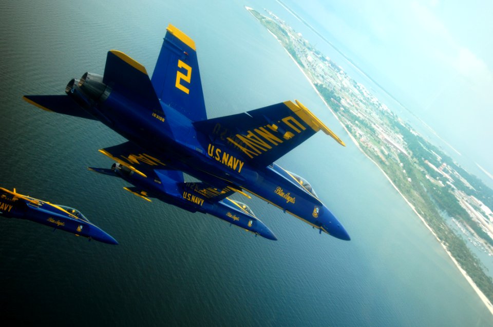 US Navy 100616-N-0092J-008 The Blue Angels align behind the crowd line during a practice demonstration