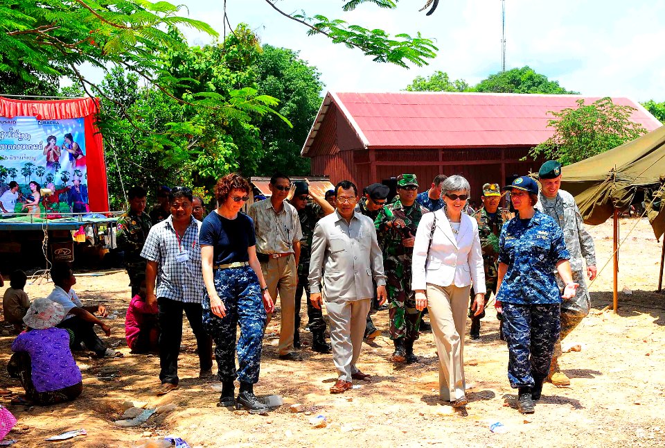 US Navy 100618-N-6410J-400 Capt. Lisa M. Franchetti, right, commander of Pacific Partnership 2010, the U.S. Ambassador to Cambodia Carol Rodley