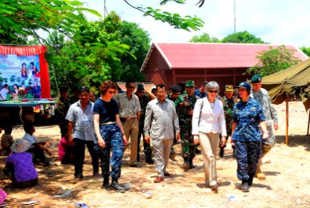 US Navy 100618-N-6410J-400 Capt. Lisa M. Franchetti, right, commander of Pacific Partnership 2010, the U.S. Ambassador to Cambodia Carol Rodley