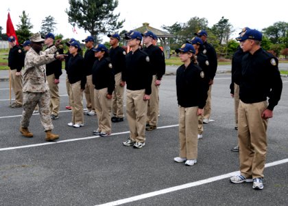 US Navy 100620-N-9860Y-006 Master Gunnery Sgt. Donald Wilborn, a retired Marine and a Naval Science instructor assigned to La Pine High School in Oregon,