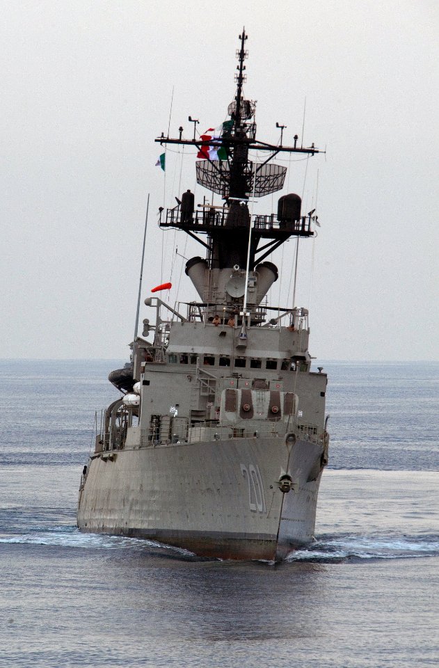 US Navy 100622-N-5319A-002 The Mexican navy frigate Arm Bravo (F 201) maneuvers off the coast of Manzanillo, Mexico