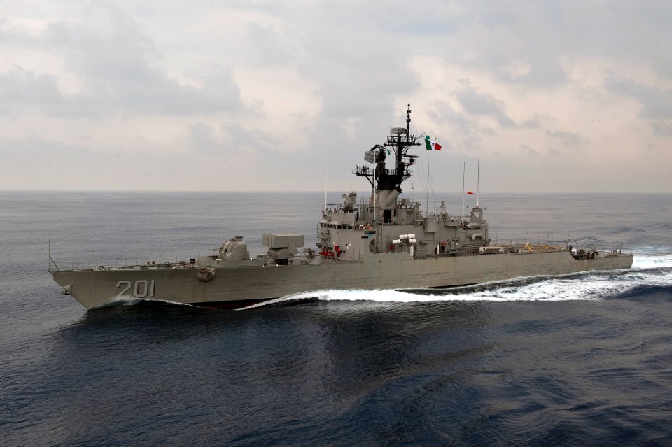 US Navy 100622-N-5319A-012 The Mexican navy frigate Arm Bravo (F 201) maneuvers off the coast of Manzanillo, Mexico during exercises