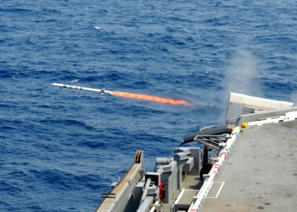 US Navy 100623-N-8913A-031 A Rolling Airframe Missile (RAM) is launched from the aircraft carrier USS George H.W. Bush (CVN 77)