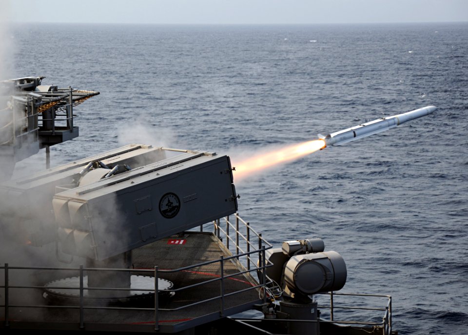 US Navy 100623-N-3885H-011 A NATO Sea Sparrow missile is launched from the aircraft carrier USS George H.W. Bush (CVN 77)