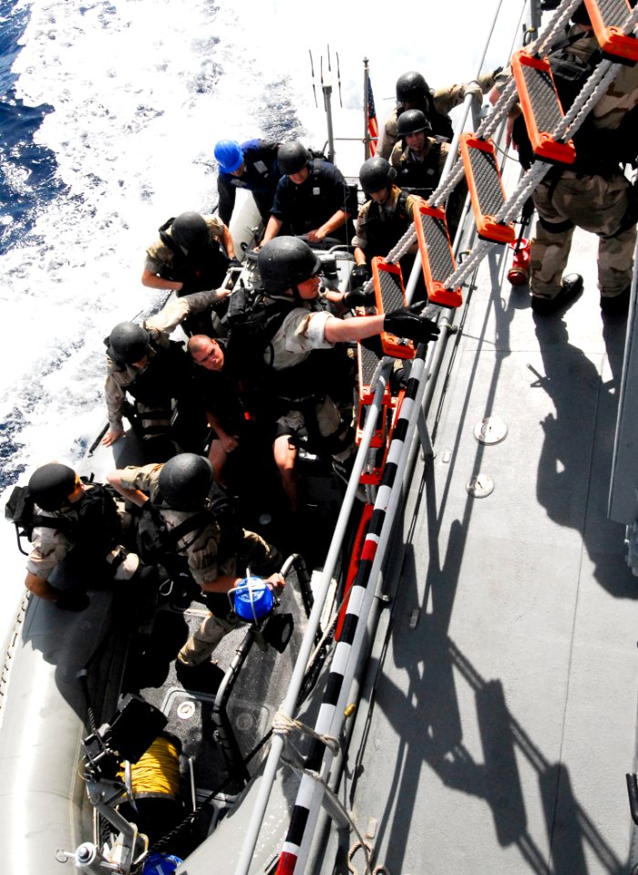 US Navy 100623-N-7638K-347 Sailors from the Oliver Hazard Perry-class frigate USS Taylor (FFG 50) visit, board, search and seizure (VBSS) team board the Croatian coast guard vessel Hrvatska Kostajnica (OB-64) during a joint tra