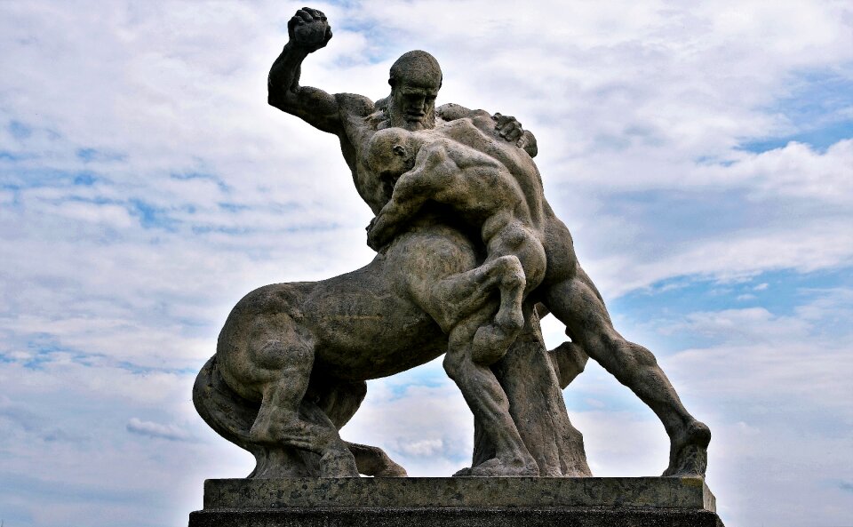 Fighting sculpture stone