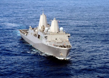 US Navy 100628-N-9301W-839 The amphibious transport dock ship USS New Orleans (LPD 18) is underway in the Pacific Ocean off the coast of Peru