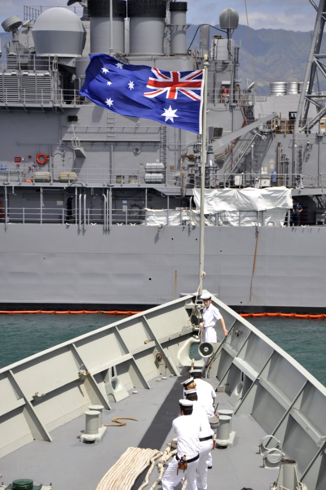 US Navy 100625-O-0000G-001 The Royal Australian Navy guided-missile frigate HMAS Newcastle (FFG 06) arrives at Joint Base Pearl Harbor-Hickam to participate in Rim of the Pacific (RIMPAC) 2010 exercise
