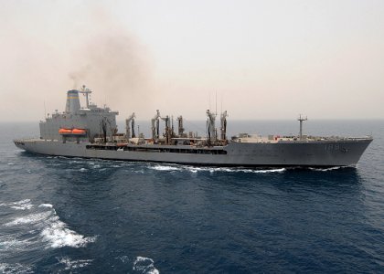 US Navy 100626-N-1082Z-030 The Military Sealift Command fleet replenishment oiler USNS John Lenthall (T-AO 189) falls back after conducting a replenishment at sea photo