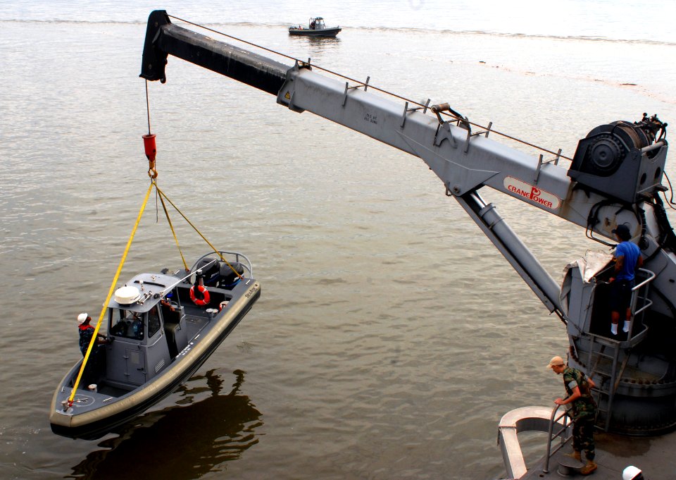 US Navy 100629-N-4971L-175 High Speed Vessel Swift (HSV 2) launches small boats as part of a subject matter expert exchange