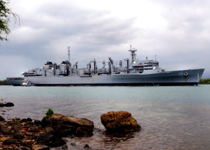 US Navy 100628-N-6854D-026 The Military Sealift Command fast combat support ship USNS Bridge (T-AOE 10) arrives at Joint Base Pearl Harbor-Hickam to participate Rim of the Pacific (RIMPAC) 2010 exercises