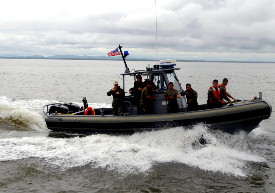 US Navy 100629-N-9643W-577 U.S. and El Salvadorian sailors ride in a U.S. Navy rigid-hull inflatable boat