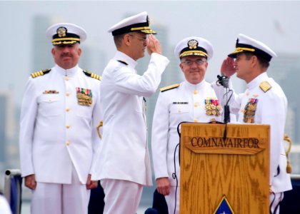 US Navy 100701-N-2953W-300 Vice Adm. Allen G. Myers, right, relieves Vice Adm. Thomas J. Kilcline Jr. as commander of Naval Air Forces