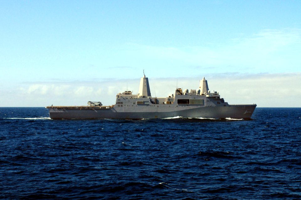 US Navy 100628-N-9301W-386 The amphibious transport dock ship USS New Orleans (LPD 18) is underway in the Pacific Ocean off the coast of Peru