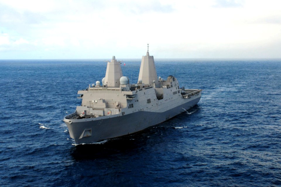 US Navy 100628-N-9301W-655 The amphibious transport dock ship USS New Orleans (LPD 18) is underway in the Pacific Ocean off the coast of Peru