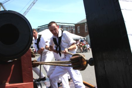 US Navy 100703-N-3038C-204 ailors assigned USS Constitution conduct gun drills at the historic Charlestown Navy Yard during Boston Navy Week