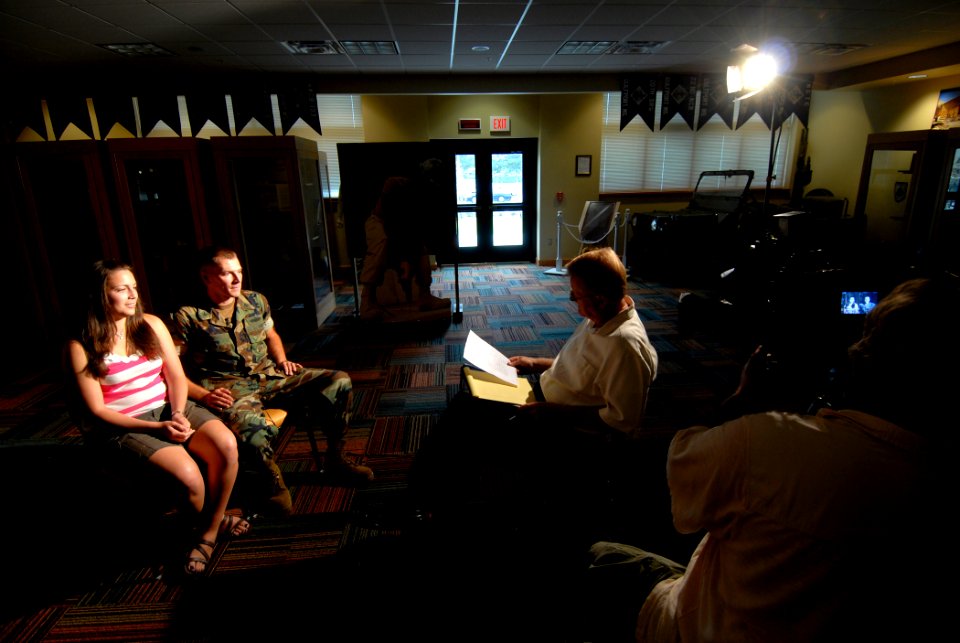 US Navy 100629-N-7367K-006 A Seabee and his spouse about their military-to-military relationship as a part of Operation Homefront at Naval Construction Battalion Center
