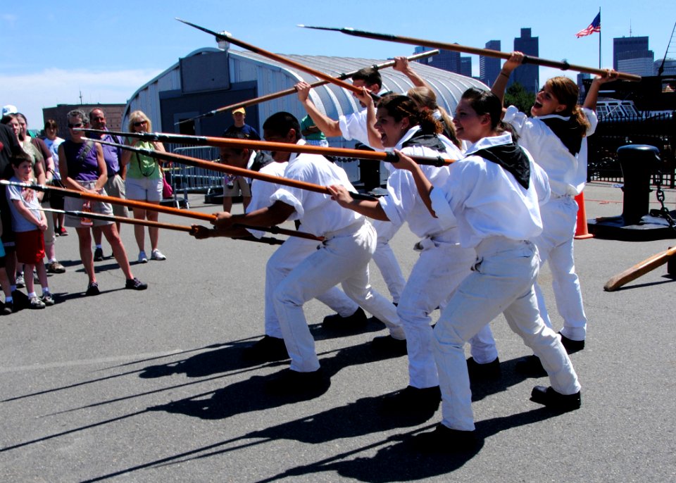 US Navy 100630-N-7642M-168 Sailors aboard the USS Constitution perform a boarding pike drill for spectators during Boston Navy Week
