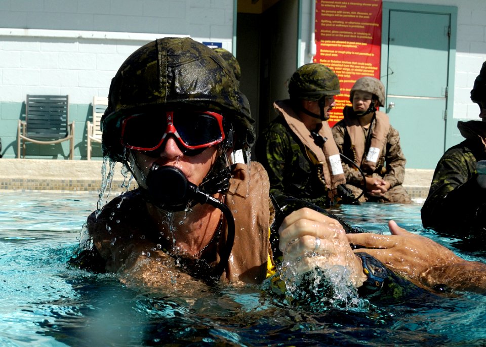 US Navy 100630-O-0000H-004 Lt. Kayne Carr, from Chatham completes shallow water egress training in preparation for Rim of the Pacific (RIMPAC) 2010 exercise
