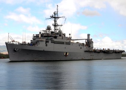 US Navy 100706-N-6854D-188 USS Cleveland (LPD 7) departs Joint Base Pearl Harbor-Hickam to support Rim of the Pacific (RIMPAC) 2010 exercises