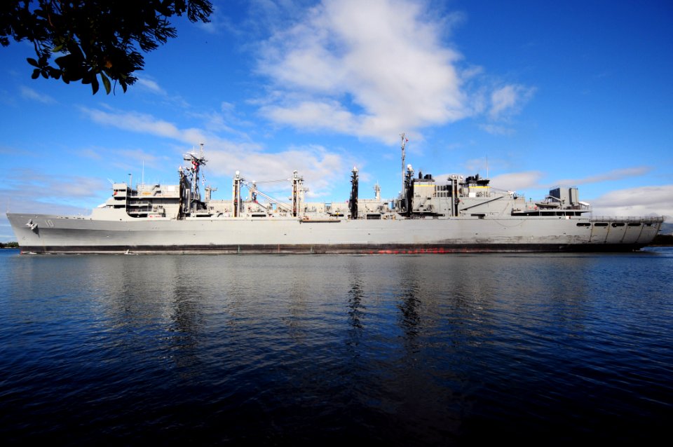 US Navy 100706-N-6854D-082 USNS Bridge (T-AOE-10) departs Joint Base Pearl Harbor-Hickam to support Rim of the Pacific (RIMPAC) 2010 exercises