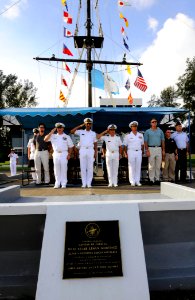 US Navy 100706-N-9643W-191 Sailors, Marines and Airmen embarked aboard the High Speed Vessel Swift (HSV 2) participate in a welcome ceremony with Guatemalan service members photo