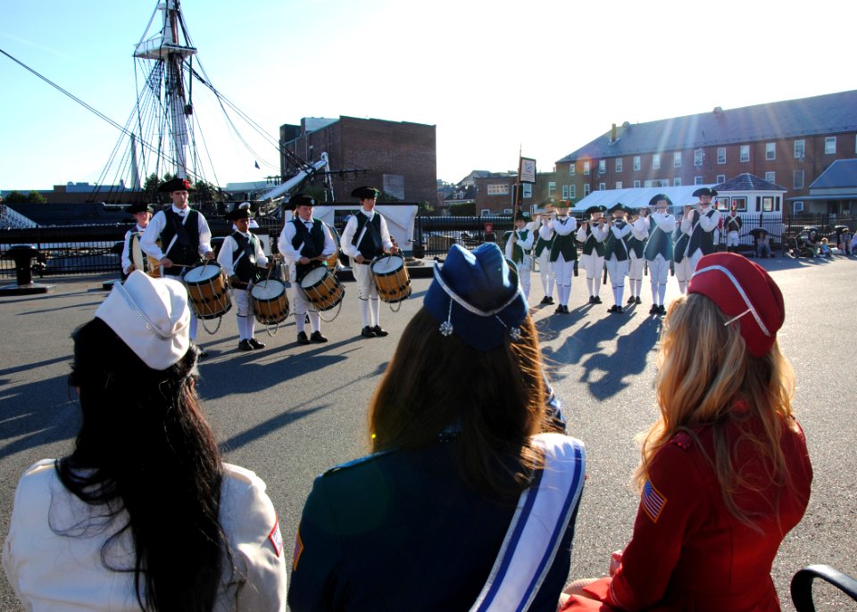 US Navy 100702-N-7642M-143 The USO Liberty Bells watch the 4-H Club Fife and Drum Corps perform during the Sunset Parade as part of Boston Navy Week