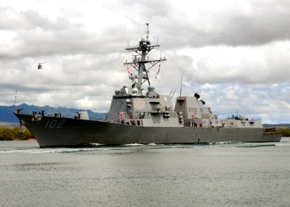 US Navy 100707-N-6854D-001 USS Sampson (DDG 102) departs Joint Base Pearl Harbor-Hickam to support Rim of the Pacific (RIMPAC) 2010 exercises