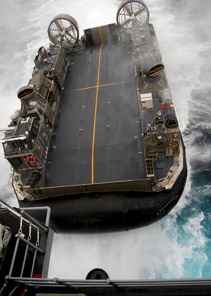 US Navy 100708-N-8283S-038 A landing craft air cushion enters the well deck of USS Boxer (LHD 4)