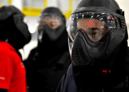 US Navy 100708-N-7643B-268 A Republic of Singapore Navy sailor waits for further instructions during a simulated boarding exercise in the boarding and search trainer
