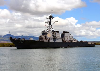 US Navy 100707-N-6854D-009 USS Hopper (DDG 70) departs Joint Base Pearl Harbor-Hickam to support Rim of the Pacific (RIMPAC) 2010 exercises