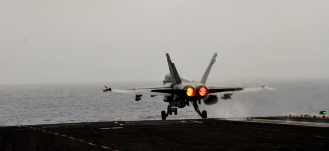 US Navy 100707-N-6362C-244 An F-A-18C Hornet launches from the aircraft carrier USS Harry S. Truman (CVN 75) to support coalition ground forces in Afghanistan