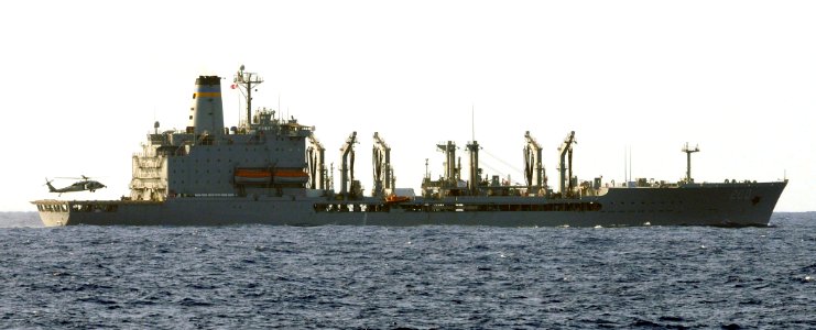 US Navy 100707-N-7058E-840 An MH-60S Sea Hawk helicopter assigned to the littoral combat ship USS Freedom (LCS 1) lands on the Military Sealift Command fleet replenishment oiler USNS Guadalupe (T-AO 200)