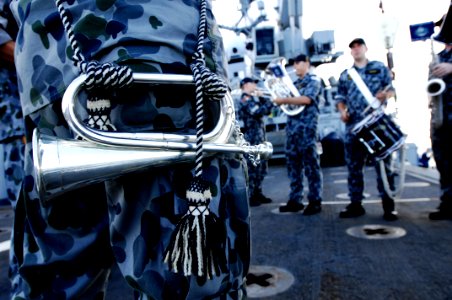 US Navy 100712-N-6477M-734 Royal Australian Navy Band plays aboard USS Cleveland