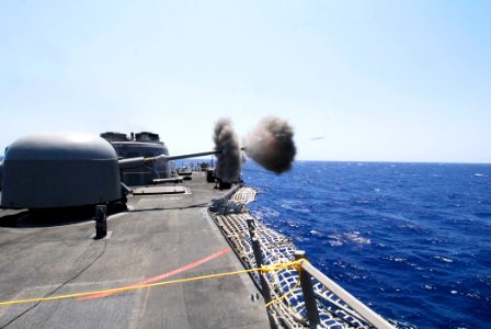 US Navy 100708-N-7638K-054 The guided-missile frigate USS Taylor (FFG 50) conducts a live-fire exercise with her MK-75 76mm gun during patrol in the Adriatic Sea. Taylor is on a scheduled deployment in the U.S. 6th Fleet area o